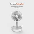 Porodo Lifestyle Portable Folding Fan Built-in 7200mAh Battery with Remote / 4 Speeds Adjustable Height and Head/Good for Office, Home, and Outdoor Camping (White)