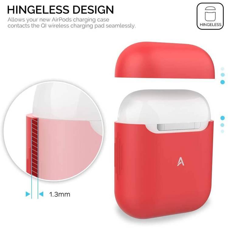 AhaStyle Premium Silicone Case Compatible for AirPods 1/2 Generation, Scratch Resistant, Drop Resistant, Dustproof and Absorbing Protective Cover - Red