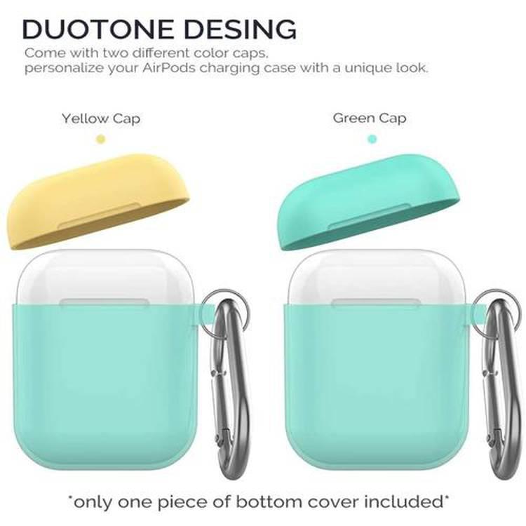 AhaStyle Keychain Version Two Toned Silicone Case with Anti-Lost Ring Compatible for AirPods 1/2 Generation, Scratch Resistant, Drop Resistant