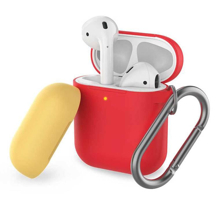 AhaStyle Keychain Version Two Toned Silicone Case with Anti-Lost Ring Compatible for AirPods 1/2 Generation, Scratch Resistant, Drop Resistant