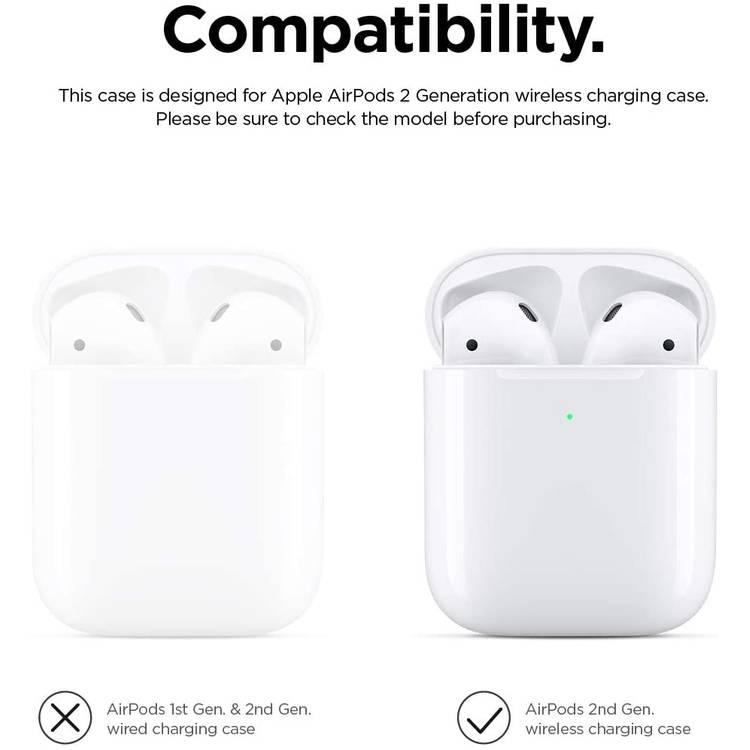 Elago Duo Hang Silicone Case with Apple AirPods Case 1 & 2 Generation, Drop Resistant, Dustproof and Absorbing Protective Cover with Hang Case Body-Pink / Top-White, Pastel Blue