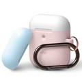 Elago Duo Hang Silicone Case with Apple AirPods Case 1 & 2 Generation, Drop Resistant, Dustproof and Absorbing Protective Cover with Hang Case Body-Pink / Top-White, Pastel Blue