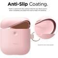 Elago Silicone Case with Anti-Lost Keychain Compatible with Apple AirPods 1/2 Wireless Charging Case, Front LED Visible, Anti-Slip Coating Inside, Premium Silicone - Pink