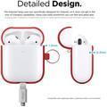 Elago Silicone Case with Anti-Lost Keychain Compatible with Apple AirPods 1/2 Wireless Charging Case, Front LED Visible, Anti-Slip Coating Inside, Premium Silicone - Red