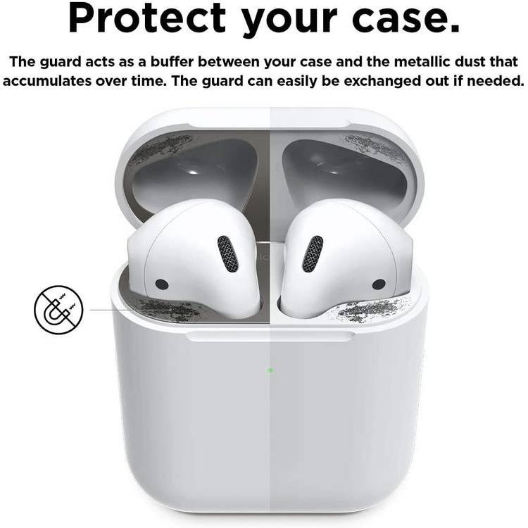 Elago Dust Guard (2 sets) Compatible for AirPods 1/2, Dust-Proof Metal Cover, Ultra Slim, Luxurious Looking, Scratch Resistant, Special Dust Sticker Protection - Matt Dark Gray