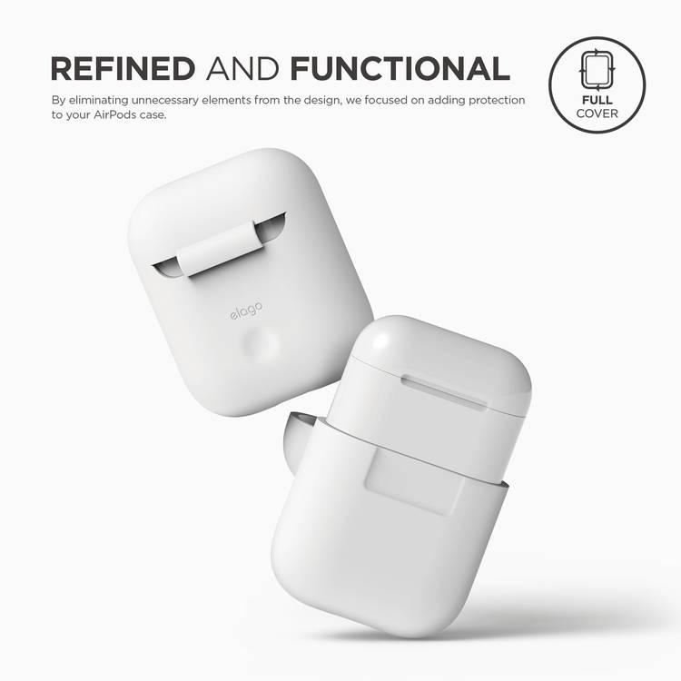 Elago Silicone Case Compatible with Apple AirPods 1 & 2 Generation, Supports Wireless Charging, Shock Resistant - White