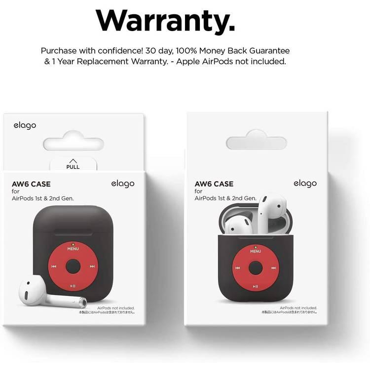 Elago AW6 Case Designed Compatible for Apple AirPods 1 & 2 Generation, Classic Music Player Design, Scratch Resistant, Drop Resistant, Dustproof and Absorbing Protective Cover - Black