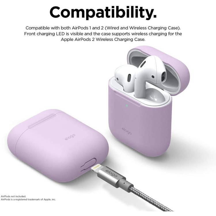 Elago Basic Skinny Case Compatible for Apple AirPods 1&2 Generation, Upgraded Premium Silicone, Front LED Visible, Scratch Resistant, Drop Resistant, Dustproof and Absorbing