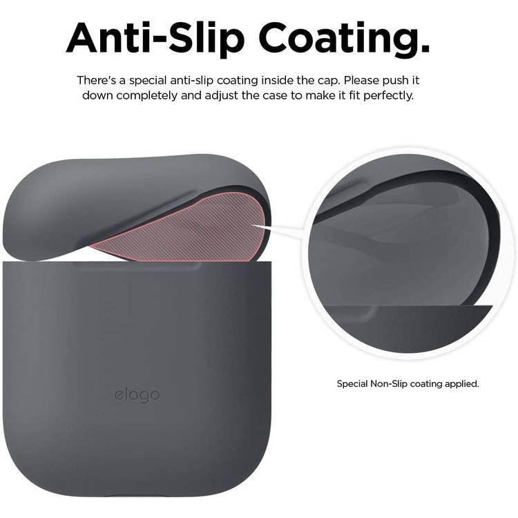 Elago Basic Skinny Case Compatible for Apple AirPods 1&2 Generation, Upgraded Premium Silicone, Front LED Visible, Scratch Resistant, Drop Resistant, Dustproof and Absorbing