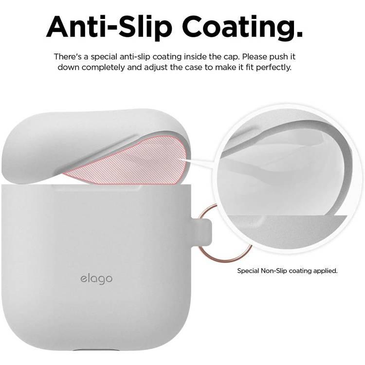 Elago Skinny Hang Case Cover Compatible for Apple AirPods 1&2 Generation, Upgraded Premium Silicone, Front LED Visible, Scratch Resistant, Drop Resistant, Protective Cover