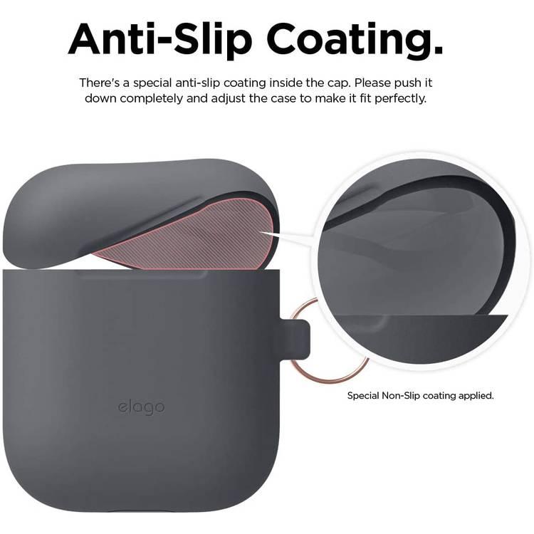 Elago Skinny Hang Case Cover Compatible for Apple AirPods 1&2 Generation, Upgraded Premium Silicone, Front LED Visible, Scratch Resistant, Drop Resistant, Protective Cover