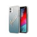 Guess PC/TPU Script Glitter Hard Case for iPhone 12 Mini (5.4") - Gradient Blue