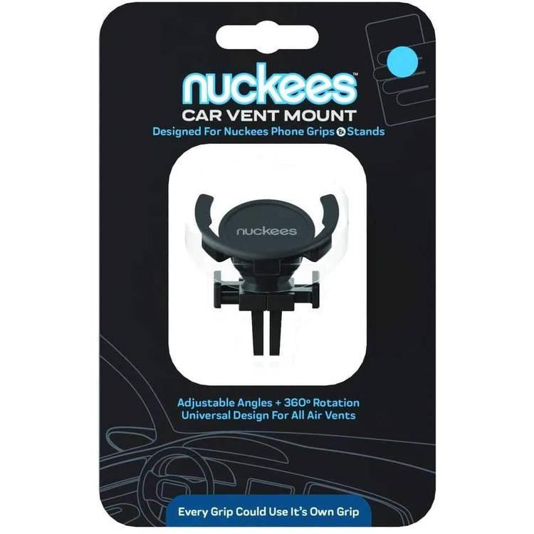 Nuckees Car Grip Auto Air Vent Mount, Adjustable Angles, 360 Rotation, Universal Design for All Air Vents - Black