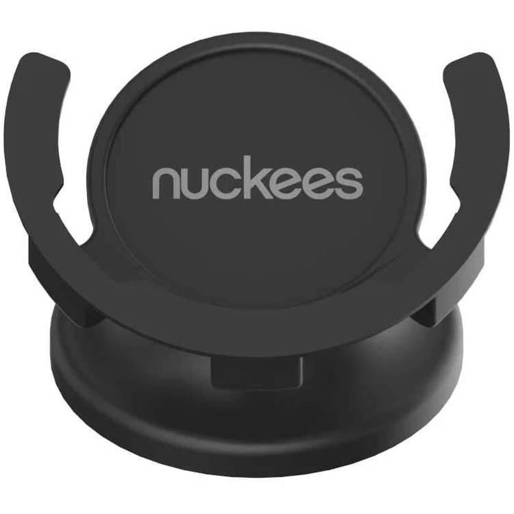 Nuckees Universal Phone Grip Mount, 360 Rotation & One-Touch Adjustment Compatible with Flat Surface - Black