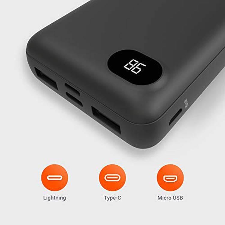 Porodo 4-Port Power Bank with Digital Power Display - 10000 mAh - Black