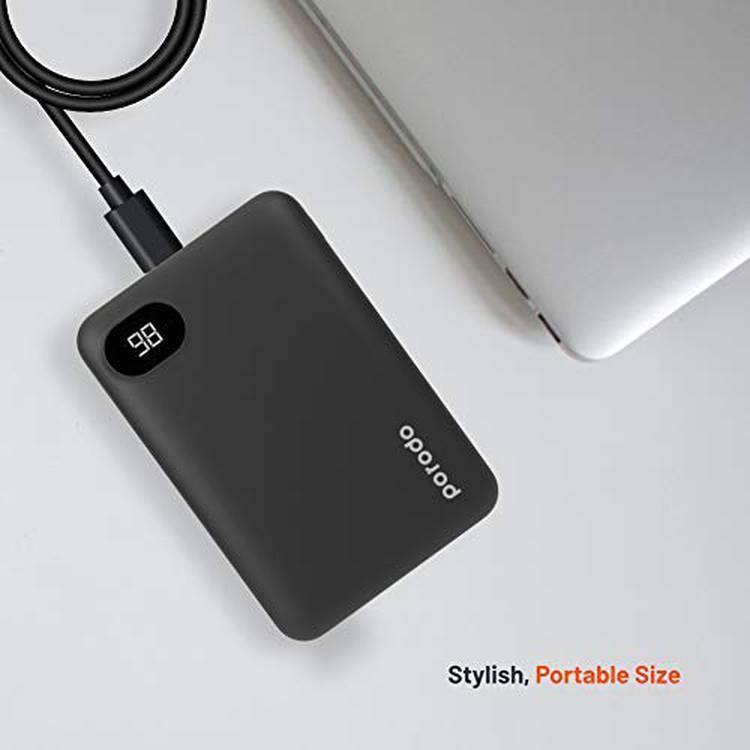 Porodo 4-Port Power Bank with Digital Power Display - 10000 mAh - Black