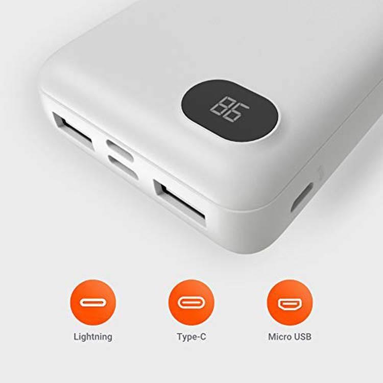 Porodo 4-Port Power Bank with Digital Power Display - 20000 mAh - White