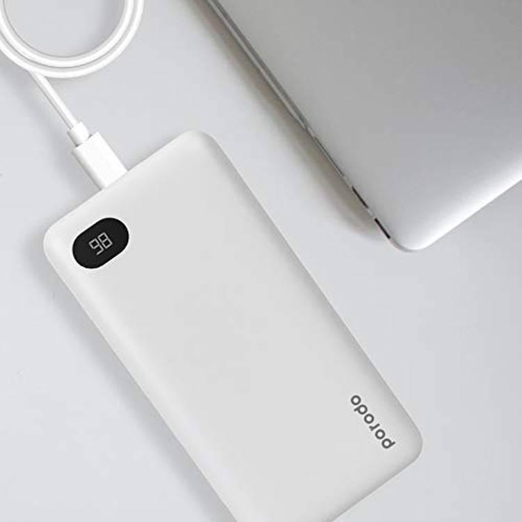 Porodo 4-Port Power Bank with Digital Power Display - 20000 mAh - White