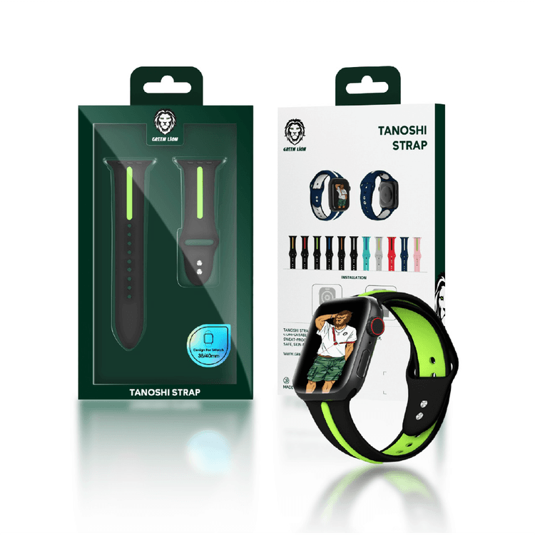 Green Lion Tanoshi Watch Strap, Fit & Comfortable Replacement Wrist Band, Adjustable Straps Compatible for Apple Watch 38/40mm - Pink / Green Lion