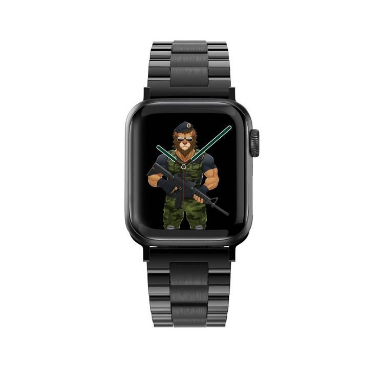 Green Lion Mettalic Grande Acero Correa Bracelet Watch Strap, Compatible for Apple Watch 42mm/44mm/45 mm/49mm - Black