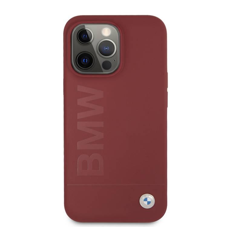 CG MOBILE BMW Liquid Silicone Case Tone On Tone Metal Logo Compatible for iPhone 13 Pro (6.1") Easy Access to All Ports, Anti-Scratch - Red