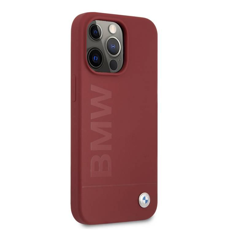 CG MOBILE BMW Liquid Silicone Case Tone On Tone Metal Logo Compatible for iPhone 13 Pro (6.1") Easy Access to All Ports, Anti-Scratch - Red