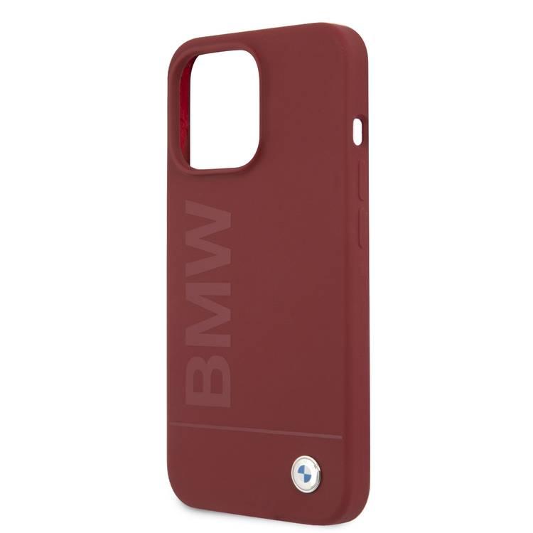 CG MOBILE BMW Liquid Silicone Case Tone On Tone Metal Logo Compatible for iPhone 13 Pro (6.1") Easy Access to All Ports, Anti-Scratch - Red