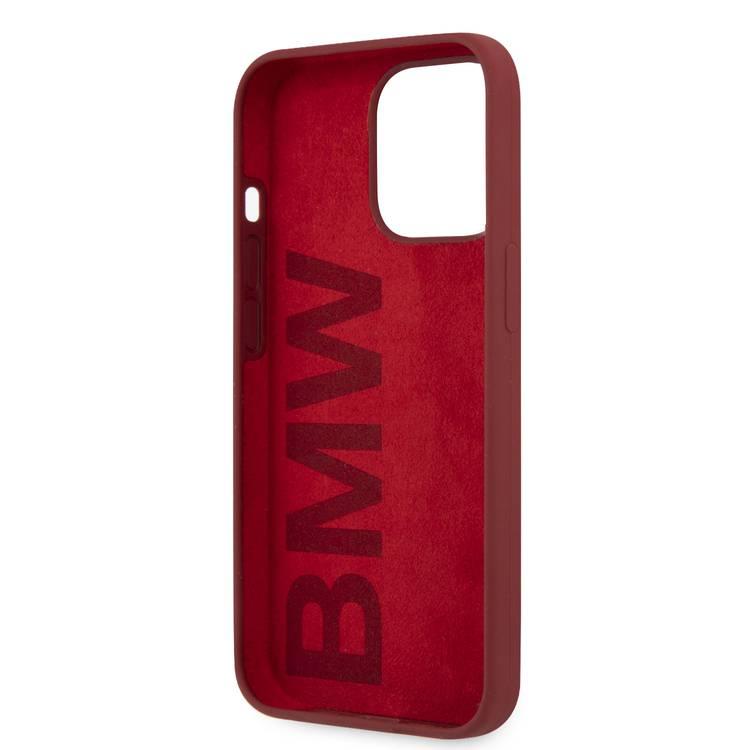 CG MOBILE BMW Liquid Silicone Case Tone On Tone Metal Logo Compatible for iPhone 13 Pro (6.1") Easy Access to All Ports, Anti-Scratch - Red