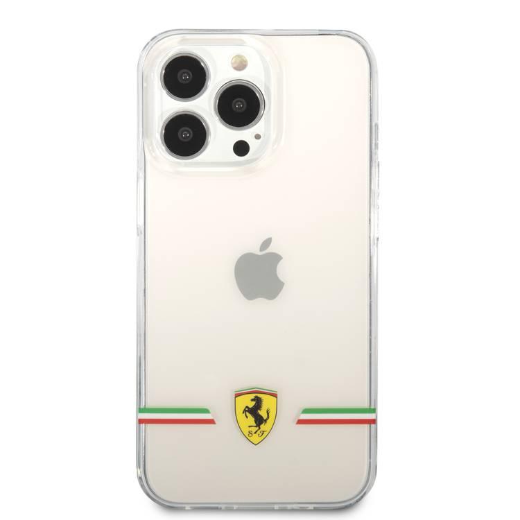  CG MOBILE Ferrari Transparent Case Italia Wings Print Logo Compatible for iPhone 13 Pro Max (6.7") Scratches Resistant, Easy Access to All Ports, Drop & Shock Absorption Protective Back Cover Suitable with Wireless Charging Officially Licensed