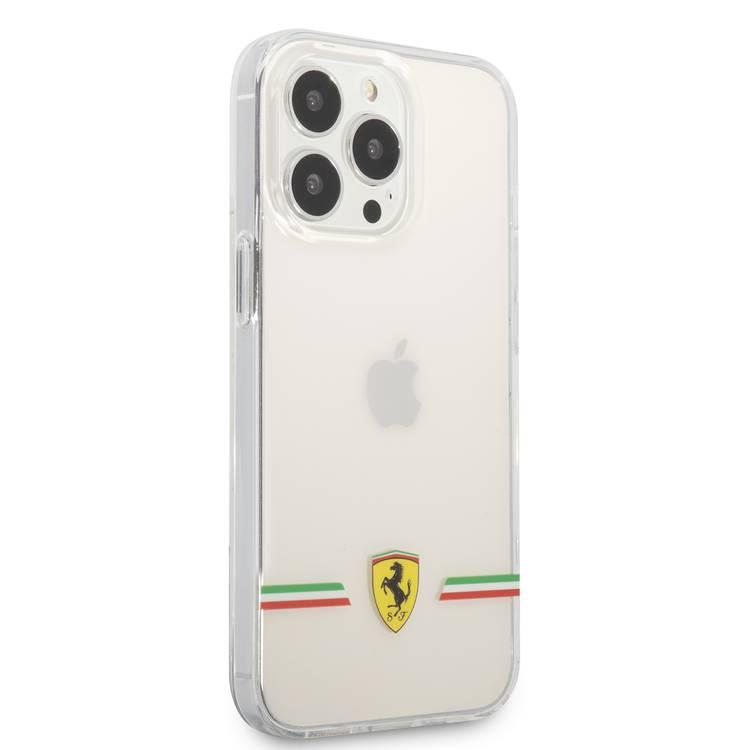 CG MOBILE Ferrari Transparent Case Italia Wings Print Logo Compatible for iPhone 13 Pro (6.1") Scratches Resistant, Easy Access to All Ports