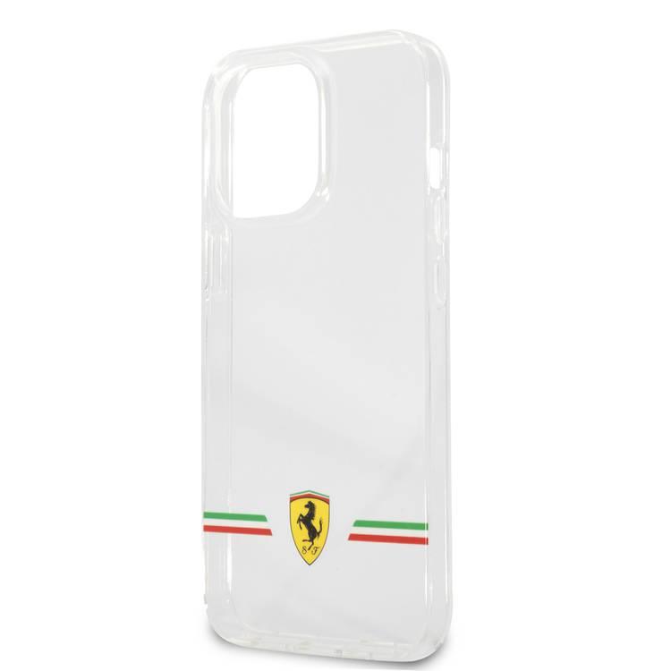  CG MOBILE Ferrari Transparent Case Italia Wings Print Logo Compatible for iPhone 13 Pro Max (6.7") Scratches Resistant, Easy Access to All Ports, Drop & Shock Absorption Protective Back Cover Suitable with Wireless Charging Officially Licensed