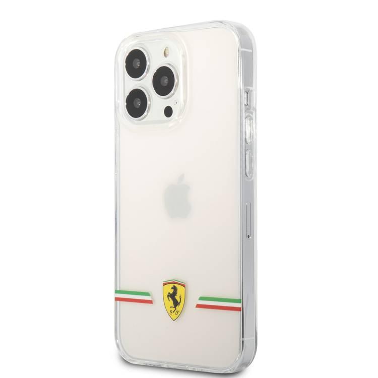 CG MOBILE Ferrari Transparent Case Italia Wings Print Logo Compatible for iPhone 13 Pro Max (6.7") Scratches Resistant, Easy Access to All Ports