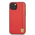 CG MOBILE Ferrari Hard Case PU Smooth & Carbon Effect Vertical Stripe Metal Logo Compatible for iPhone 13 Mini (5.4") Anti-Scratch, Easy Access to All Ports