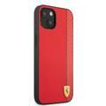 CG MOBILE Ferrari Hard Case PU Smooth & Carbon Effect Vertical Stripe Metal Logo Compatible for iPhone 13 Mini (5.4") Anti-Scratch, Easy Access to All Ports