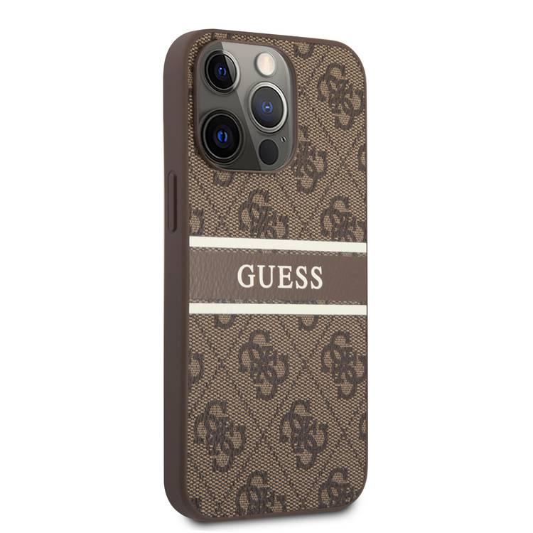 CG MOBILE Guess 4G PU Leather Case with Printed Stripe Compatible for iPhone 13 Pro Max (6.7") Anti-Scratch, Easy Access to All Ports, Shock Absorption