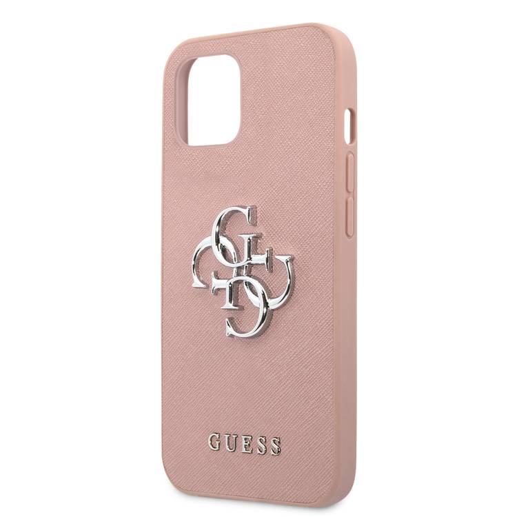 CG MOBILE Guess PU Saffiano Case with Big 4G Silver Logo Compatible for iPhone 13 (6.1") Anti-Scratch, Easy Access to All Ports, Shock Absorption