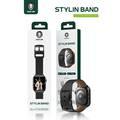 Green Lion Stylin Leather Watch Strap Band, Fit & Comfortable Replacement Wrist Band, Adjustable Straps Compatible for Apple Watch 42/44/ 45 mm - Black