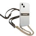 CG MOBILE Guess PC/TPU Transparent Case 4G Stripe with Anti-Lost Crossbody Chain Compatible for iPhone 13 (6.1") Anti-Scratch, Easy Access to All Ports