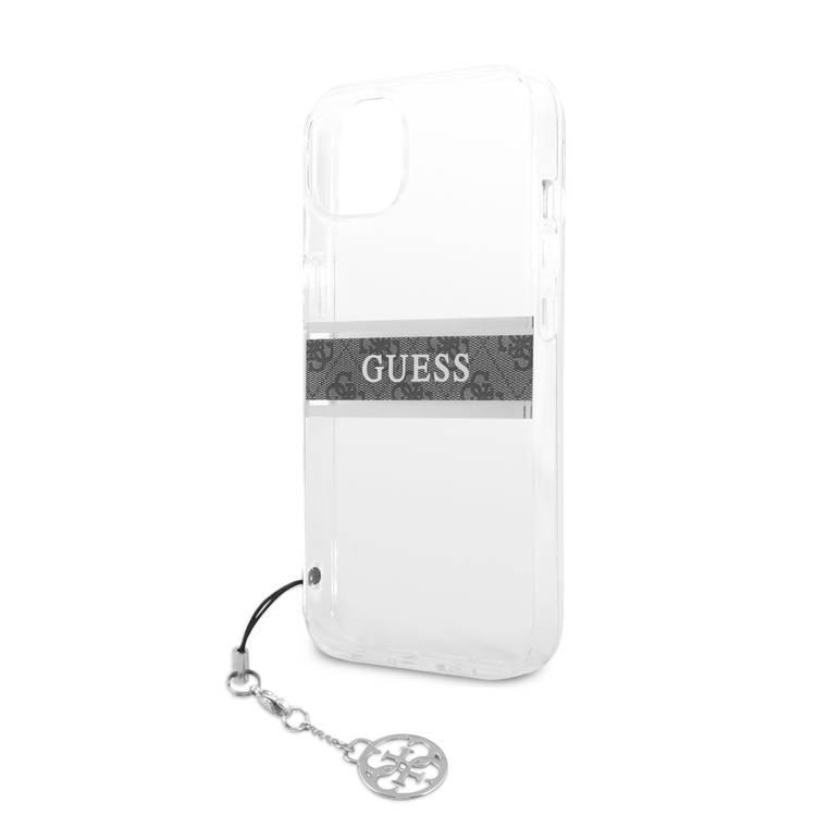 CG MOBILE Guess PC/TPU Transparent Case 4G Stripe with Elegant Charm Compatible for iPhone 13 (6.1") Anti-Scratch, Easy Access to All Ports, Shock Absorption