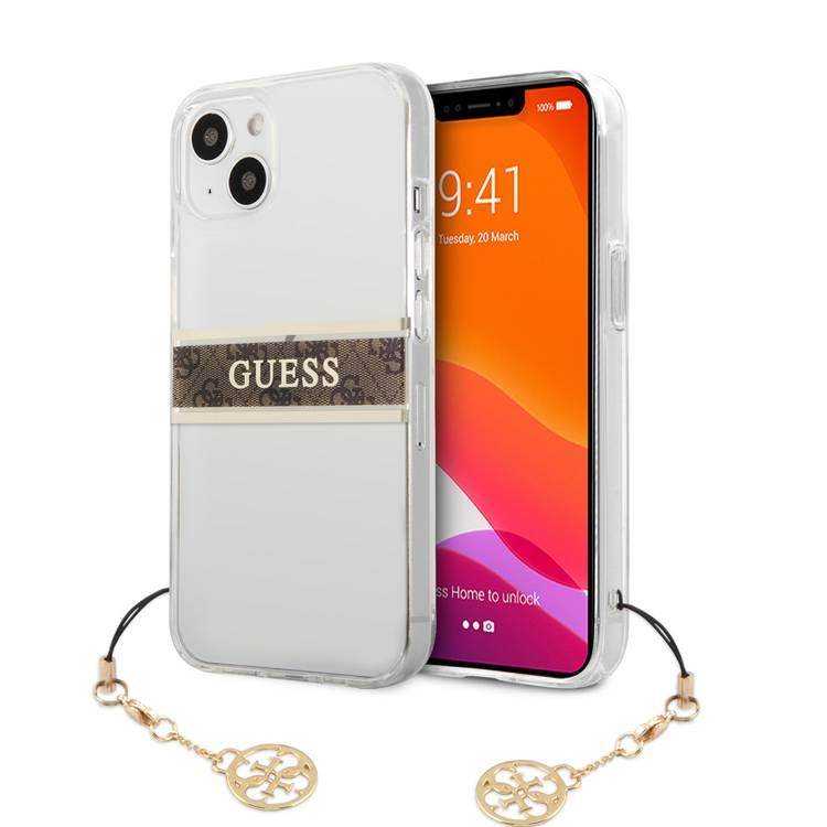 CG MOBILE Guess PC/TPU Transparent Case 4G Stripe with Elegant Charm Compatible for iPhone 13 Pro Max (6.7") Anti-Scratch, Easy Access to All Ports, Shock Absorption & Drop Protective Back Cover Suitable with Wireless Charging Officially Licensed