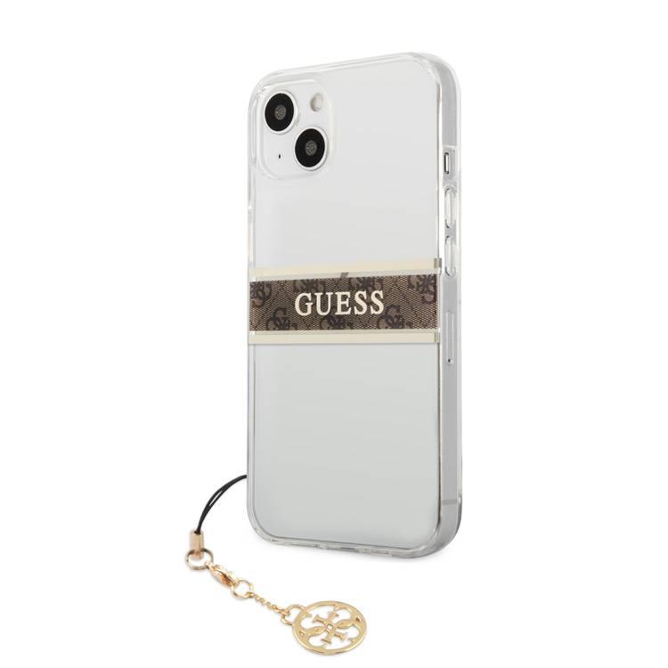 CG MOBILE Guess PC/TPU Transparent Case 4G Stripe with Elegant Charm Compatible for iPhone 13 Pro Max (6.7") Anti-Scratch, Easy Access to All Ports, Shock Absorption & Drop Protective Back Cover Suitable with Wireless Charging Officially Licensed