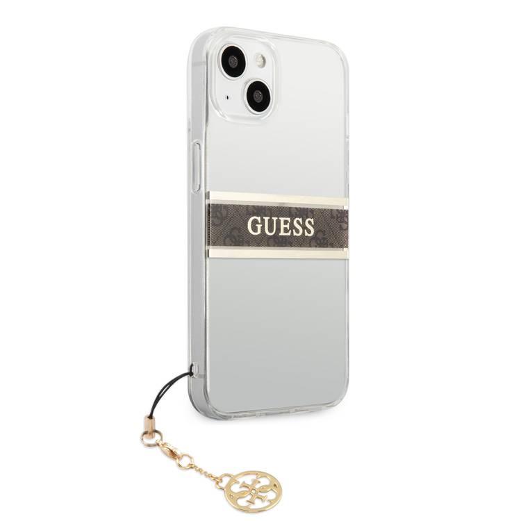 CG MOBILE Guess PC/TPU Transparent Case 4G Stripe with Elegant Charm Compatible for iPhone 13 Pro Max (6.7") Anti-Scratch, Easy Access to All Ports, Shock Absorption & Drop Protective Back Cover Suitable with Wireless Charging Officially Licensed