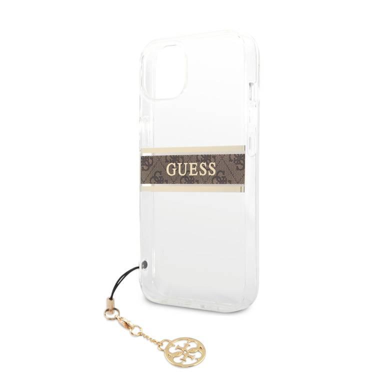 CG MOBILE Guess PC/TPU Transparent Case 4G Stripe with Elegant Charm Compatible for iPhone 13 Pro Max (6.7") Anti-Scratch, Easy Access to All Ports, Shock Absorption & Drop Protective Back Cover Suitable with Wireless Charging Officially Licensed