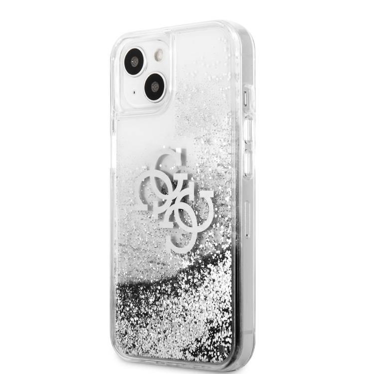 CG MOBILE Guess Liquid Glitter Case with 4G Electroplated Logo Compatible for iPhone 13 Mini (5.4") Anti-Scratch, Easy Access to All Ports, Shock Absorption