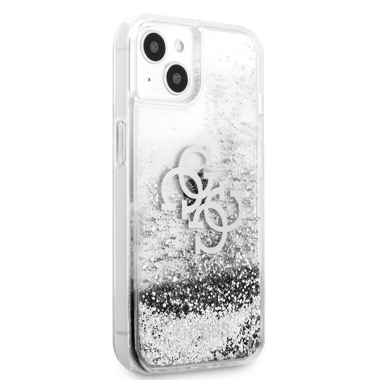 CG MOBILE Guess Liquid Glitter Case with 4G Electroplated Logo Compatible for iPhone 13 Mini (5.4") Anti-Scratch, Easy Access to All Ports, Shock Absorption