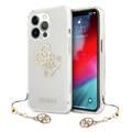 CG MOBILE Guess PC/TPU Case Transparent 4G Electroplated Logo with Elegant Charm Compatible for iPhone 13 Pro (6.1") Anti-Scratch, Easy Access to All Ports