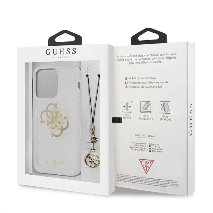 CG MOBILE Guess PC/TPU Case Transparent 4G Electroplated Logo with Elegant Charm Compatible for iPhone 13 Pro Max (6.7") Anti-Scratch, Easy Access to All Ports, Shock Absorption, Protective Back Cover Suitable with Wireless Charging Officially Licensed