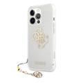 CG MOBILE Guess PC/TPU Case Transparent 4G Electroplated Logo with Elegant Charm Compatible for iPhone 13 Pro (6.1") Anti-Scratch, Easy Access to All Ports