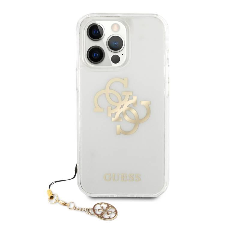 CG MOBILE Guess PC/TPU Case Transparent 4G Electroplated Logo with Elegant Charm Compatible for iPhone 13 Pro Max (6.7") Anti-Scratch, Easy Access to All Ports, Shock Absorption, Protective Back Cover Suitable with Wireless Charging Officially Licensed