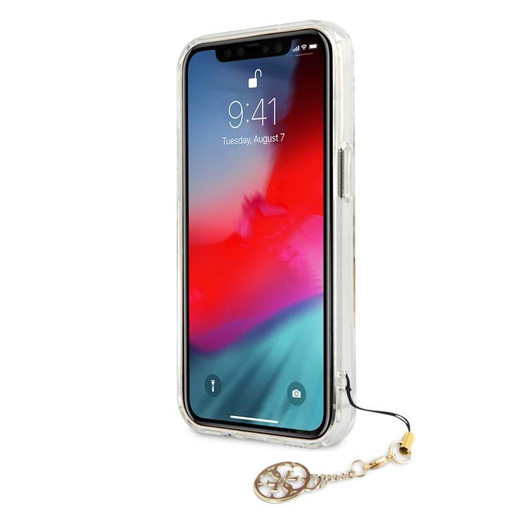 CG MOBILE Guess PC/TPU Case Transparent 4G Electroplated Logo with Elegant Charm Compatible for iPhone 13 Pro (6.1") Anti-Scratch, Easy Access to All Ports